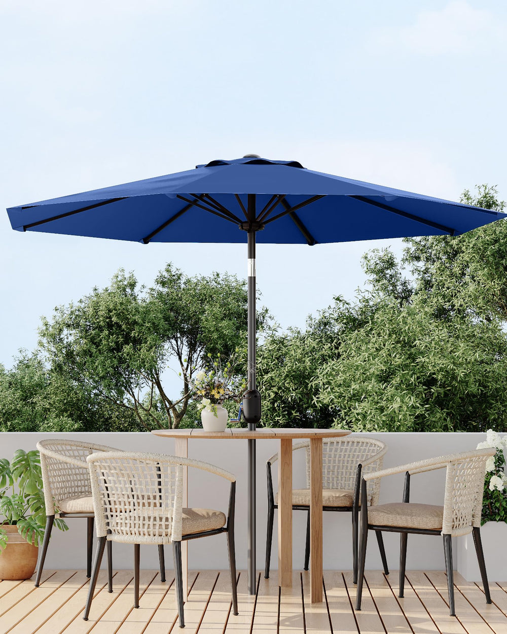 GarveeLife umbrella next to chair showing 10ft canopy size scale