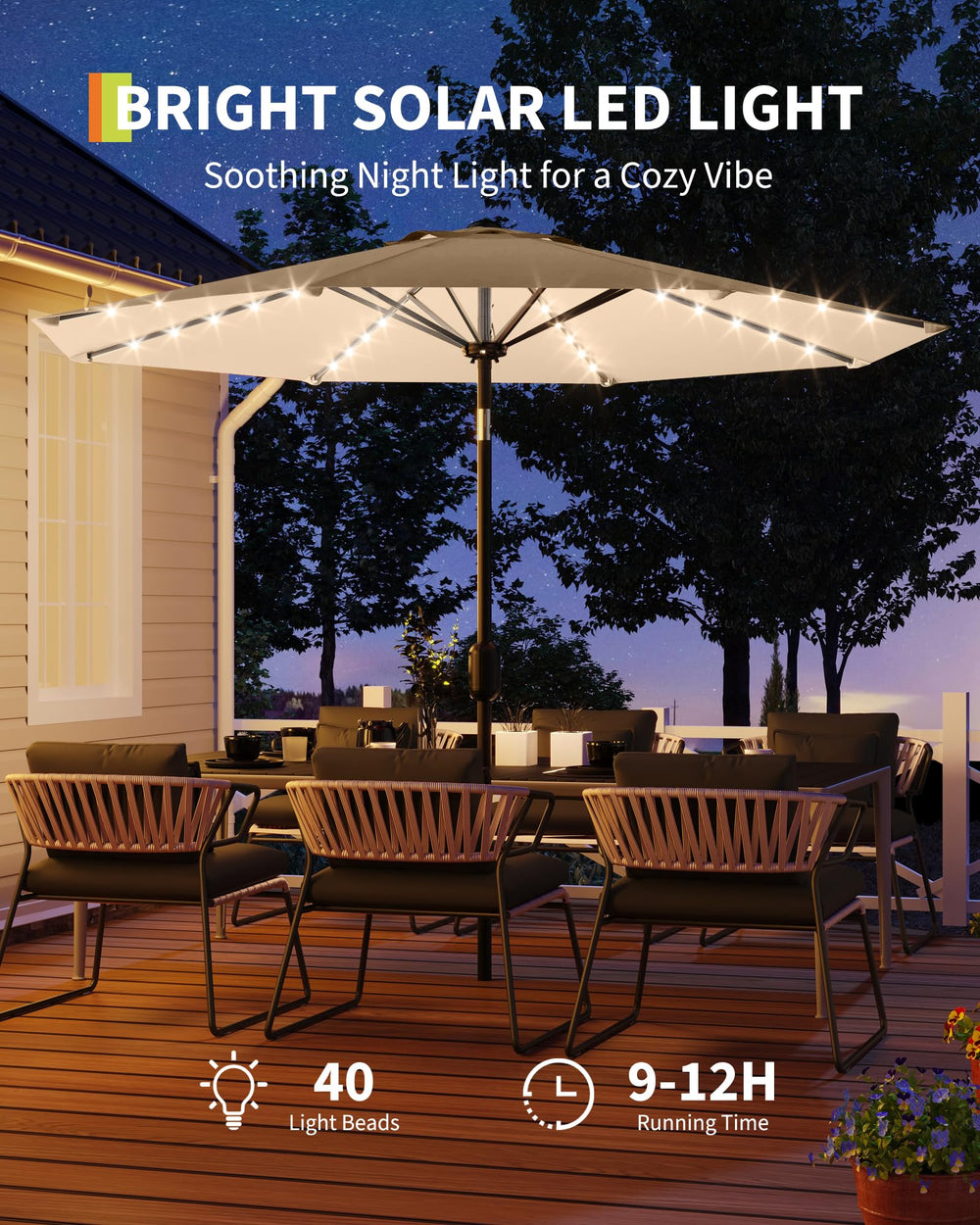 GarveeLife solar panel detail on top providing energy-free evening lighting