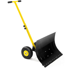 GarveeTech front view of snow pusher showing large blade and frame benefits