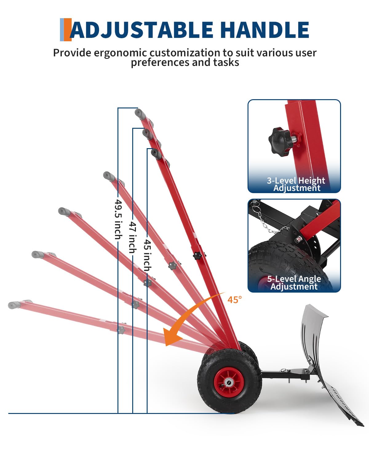 GarveeTech adjustable T-handle with non-slip grip for reduced back strain and control