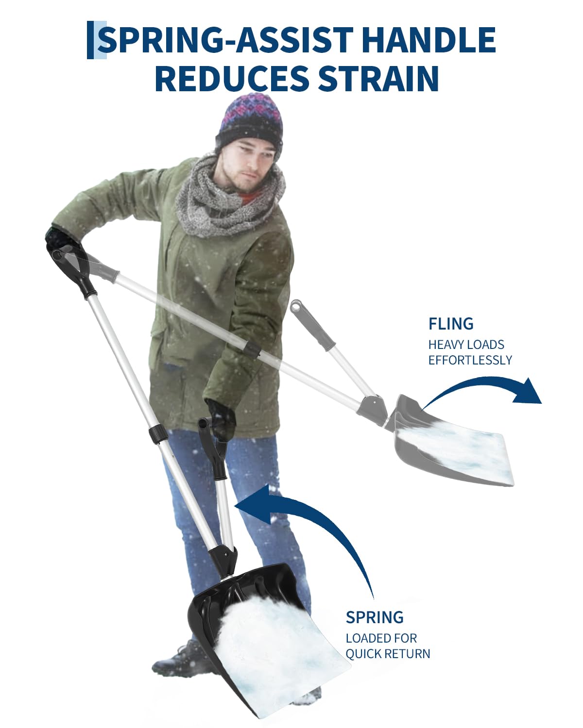 GarveeTech shovel in use clearing driveway showing faster snow removal benefit
