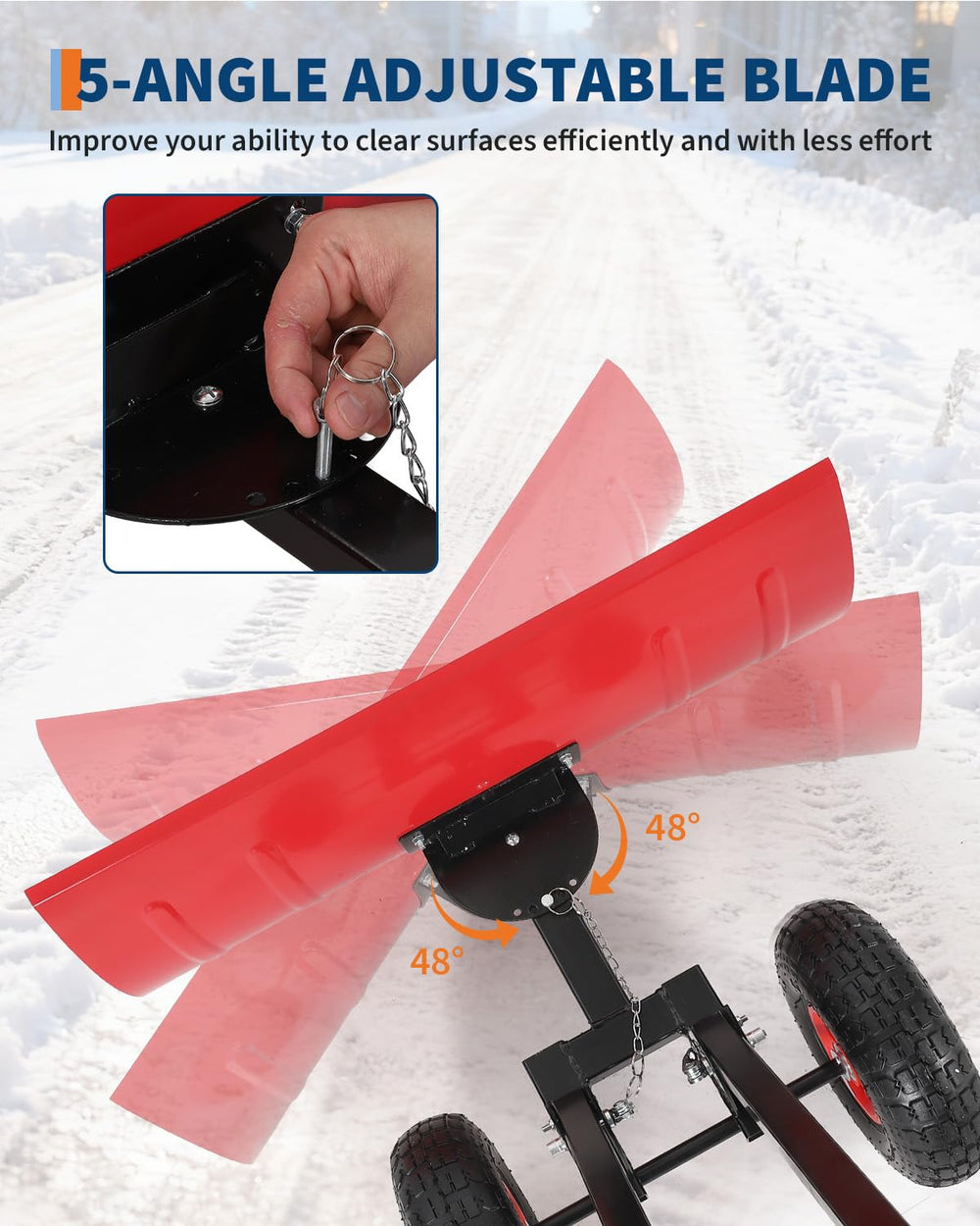 GarveeTech in-use pushing snow on driveway for faster clearing benefit