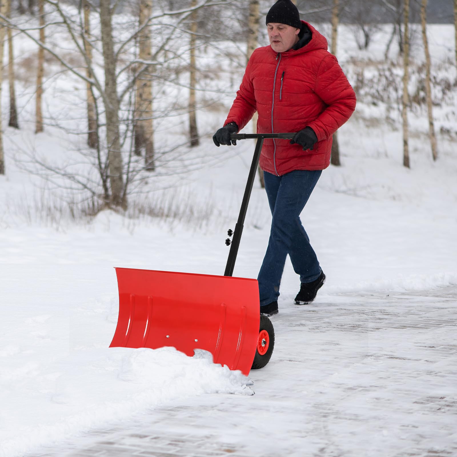 GarveeTech 9-inch rubber wheels easing rolling over packed snow
