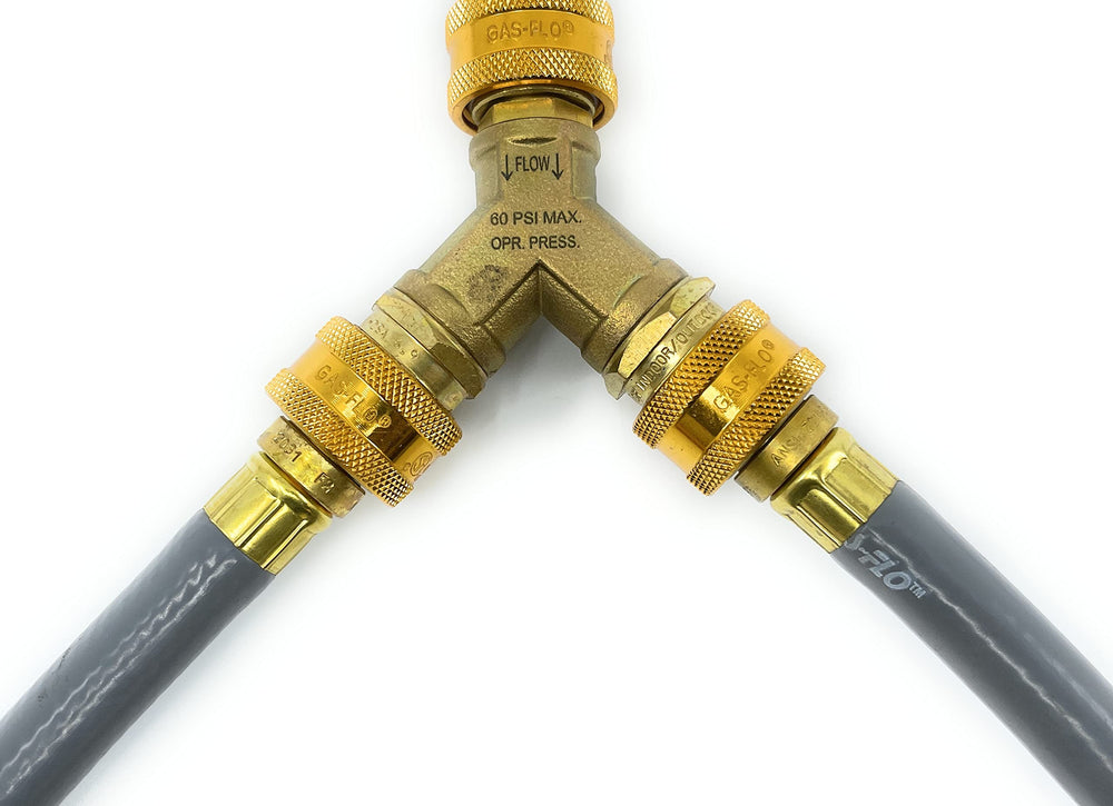 Gas-Flo quick-disconnect face detail showing secure seal for safe gas flow control