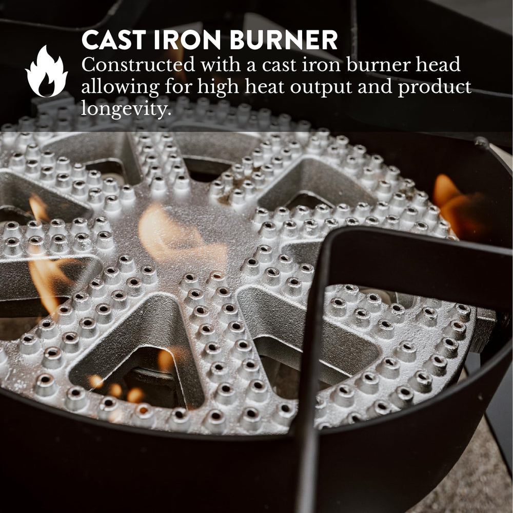 Gas One burner with large stockpot to show scale and capacity for big batches