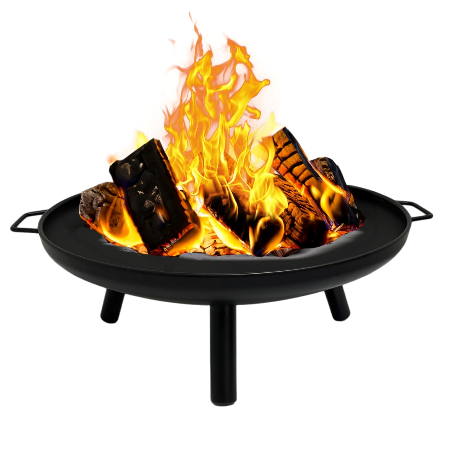 Gas One front view assembled fire pit showing sturdy build and inviting flame