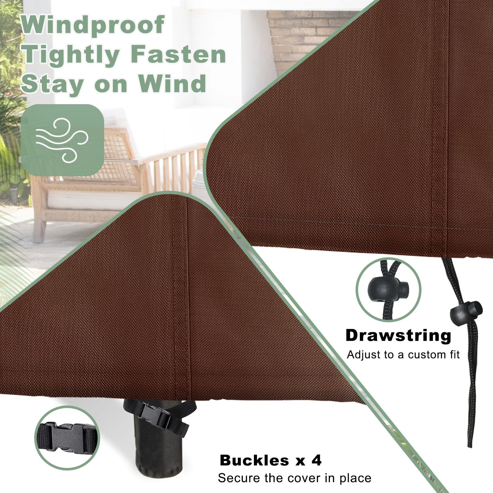 Gasadar adjustable drawstring and buckles securing covers in wind