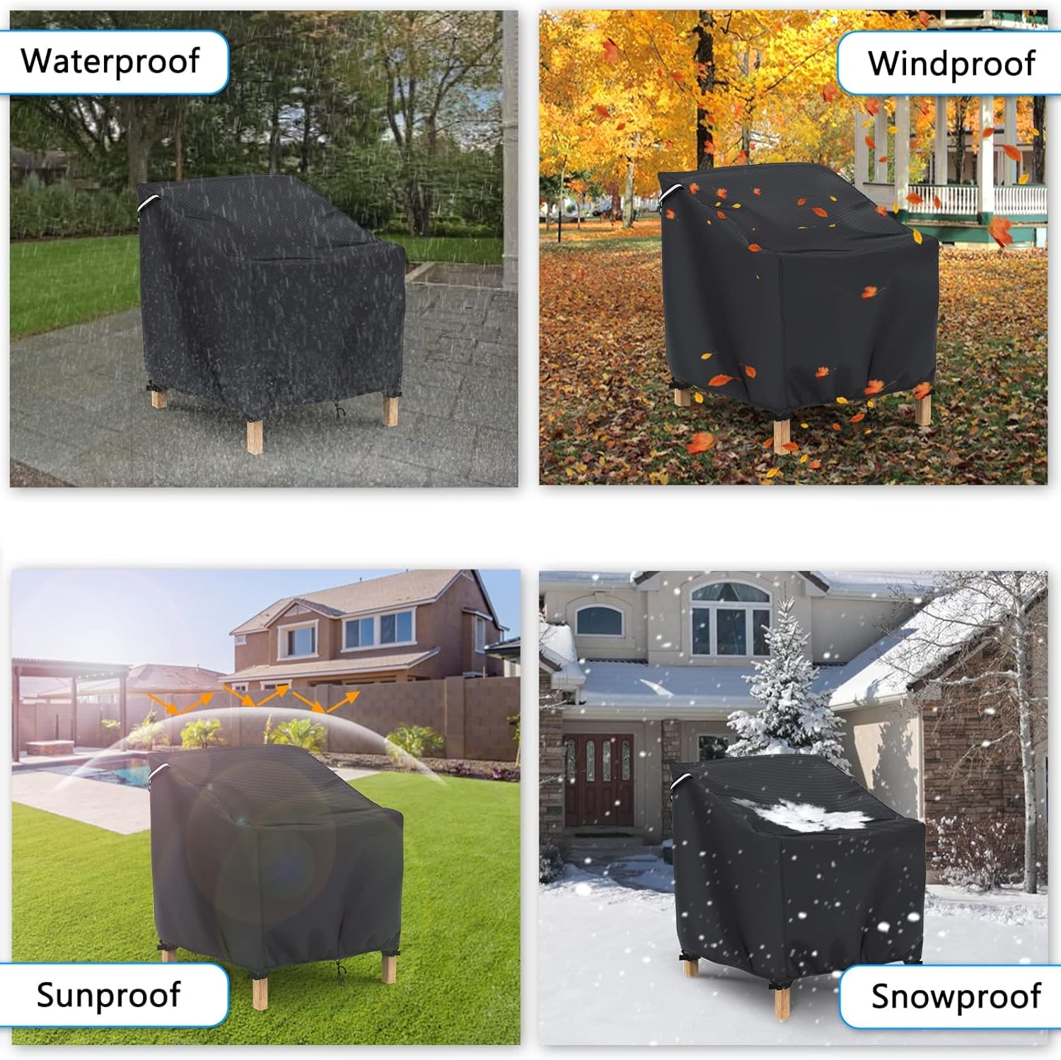 Gasadar covered chair in backyard showing weather protection benefit