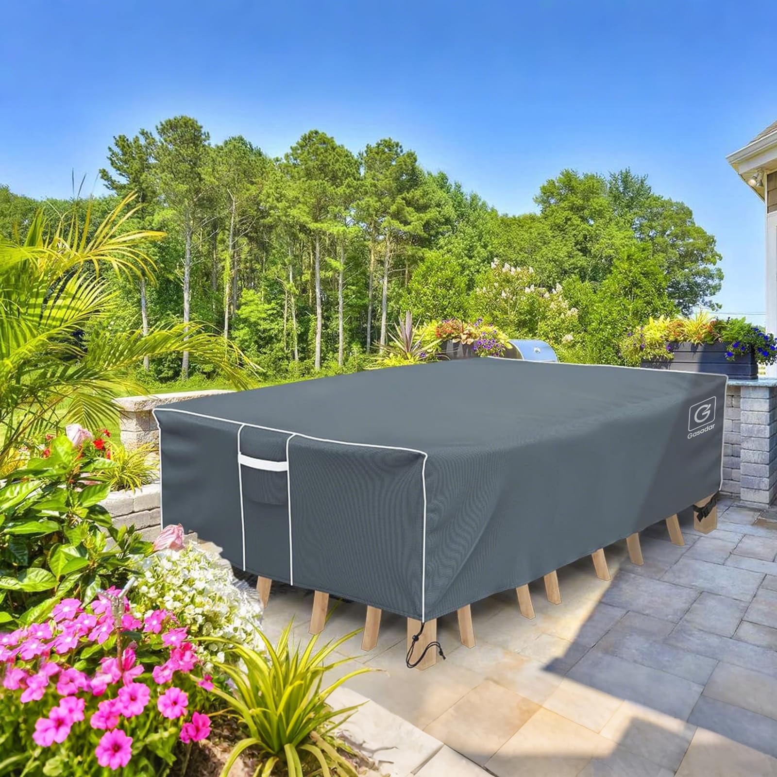 Gasadar installed on patio set in backyard showing protection and neat appearance