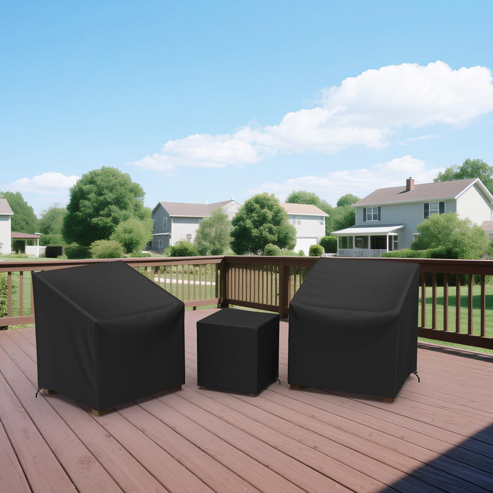 Gasadar patio setting with covered furniture, keeps furniture clean and dry