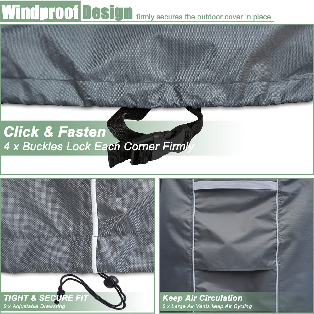 Gasadar straps and buckles secured tight to prevent wind lift