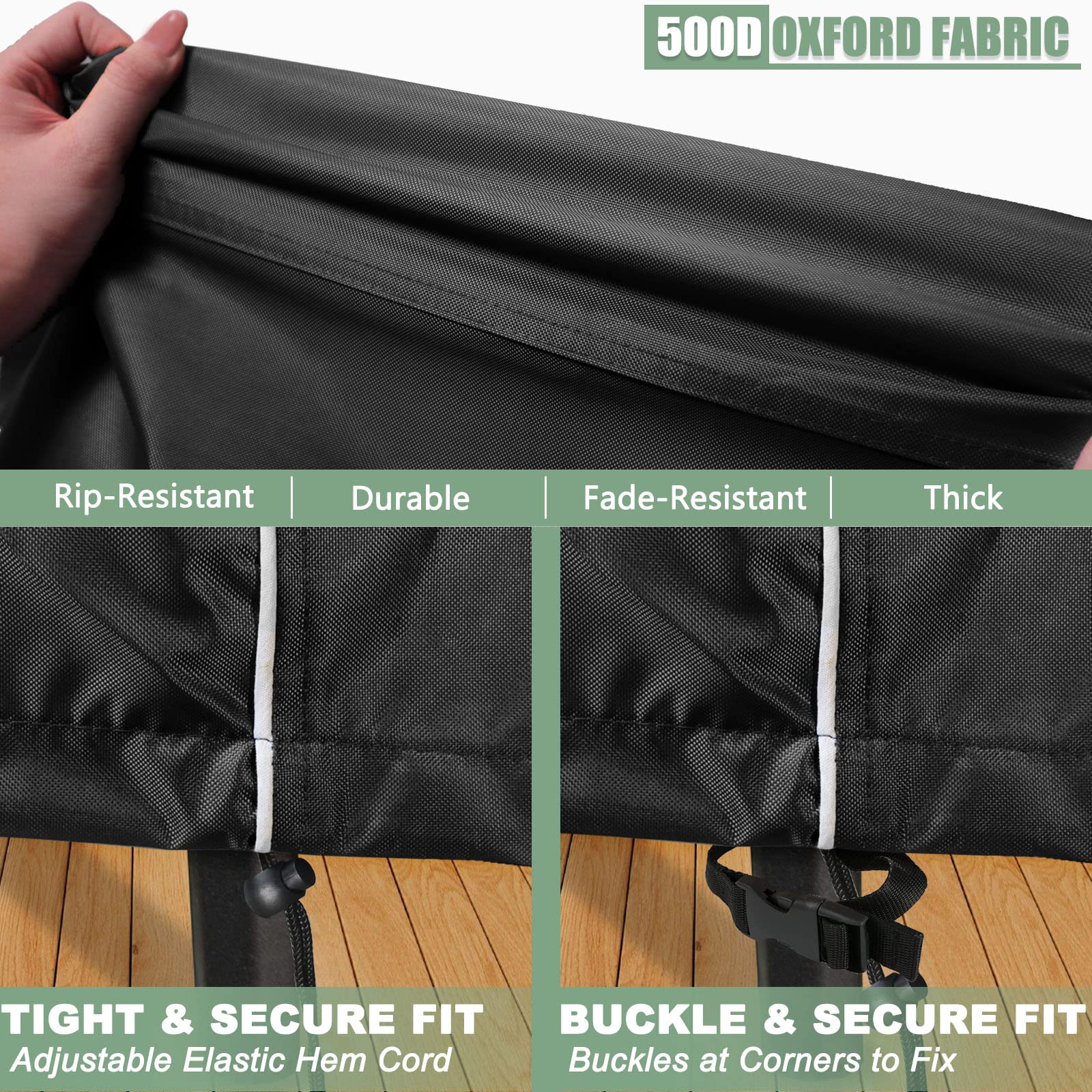 Gasadar adjustable straps and drawstring secured for wind protection