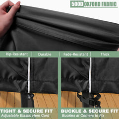 Gasadar adjustable straps and drawstring secured for wind protection