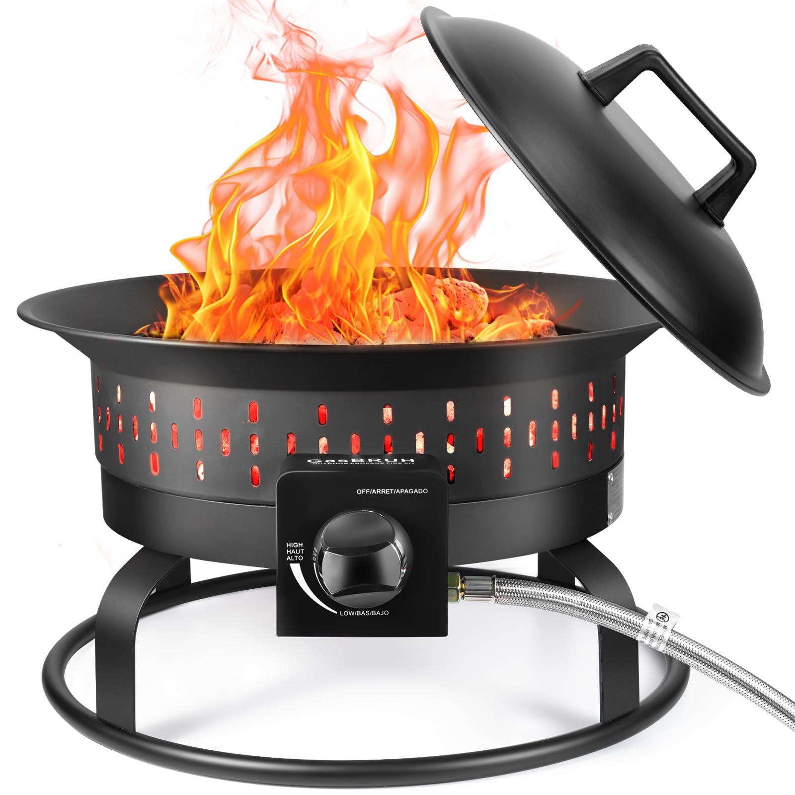 GasBRUH front view firepit showing clean flame and modern design for easy outdoor warmth