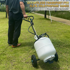 GasBRUH durable wheels and axle detail for smooth transport on rough surfaces benefit