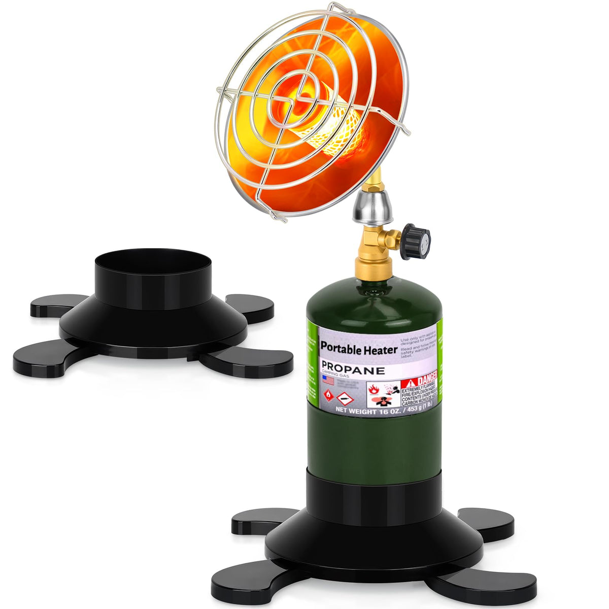 GasCalorix front view showing compact patio heater and fast heat