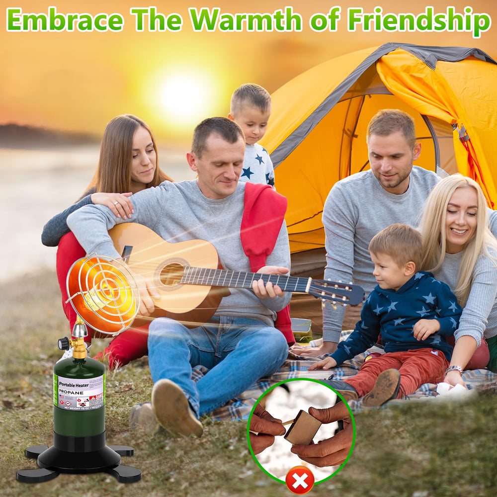 GasCalorix warming an ice-fishing shelter demonstrating portable outdoor heat