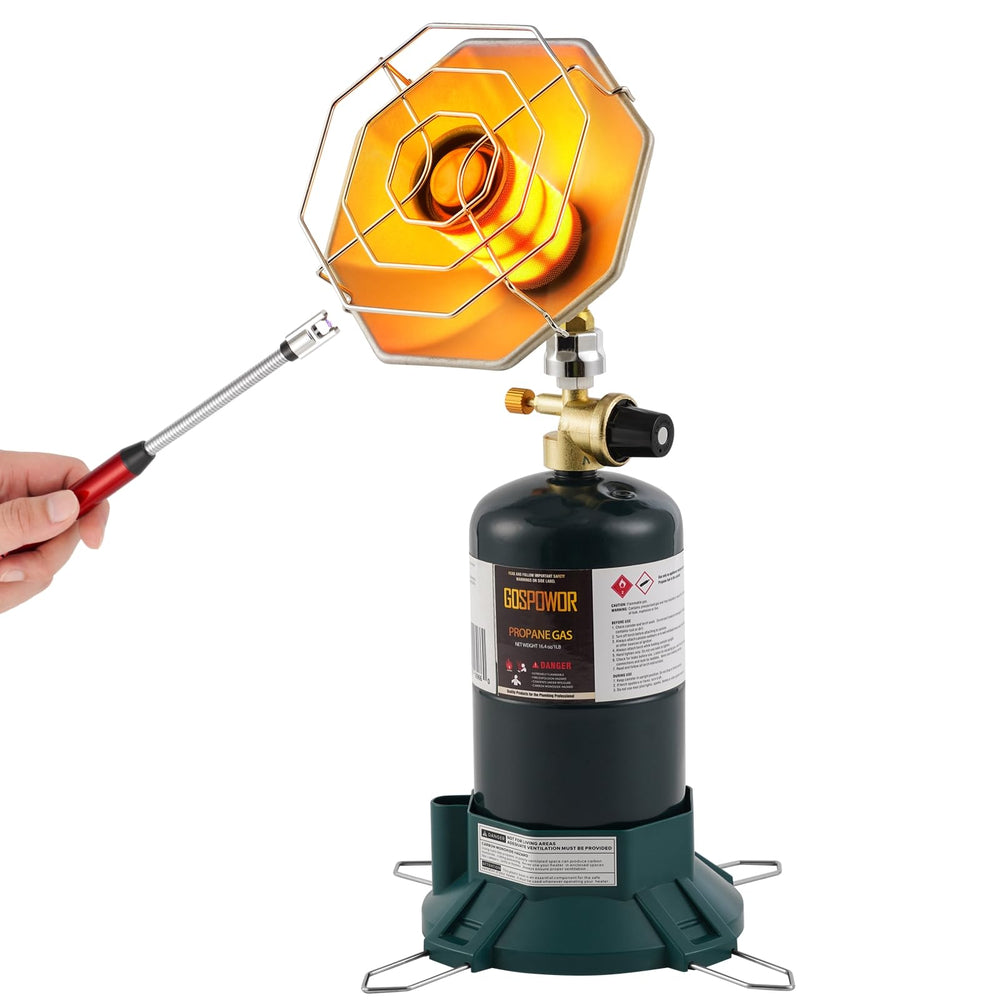 Gasfargo heater front view showing compact design and fast outdoor warmth