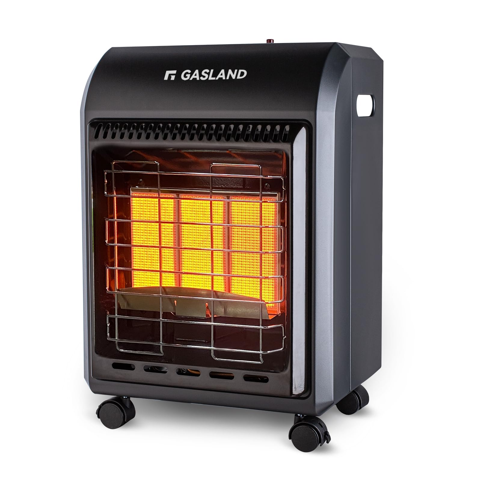 GASLAND front cabinet view showing compact portable heater and hidden tank benefit
