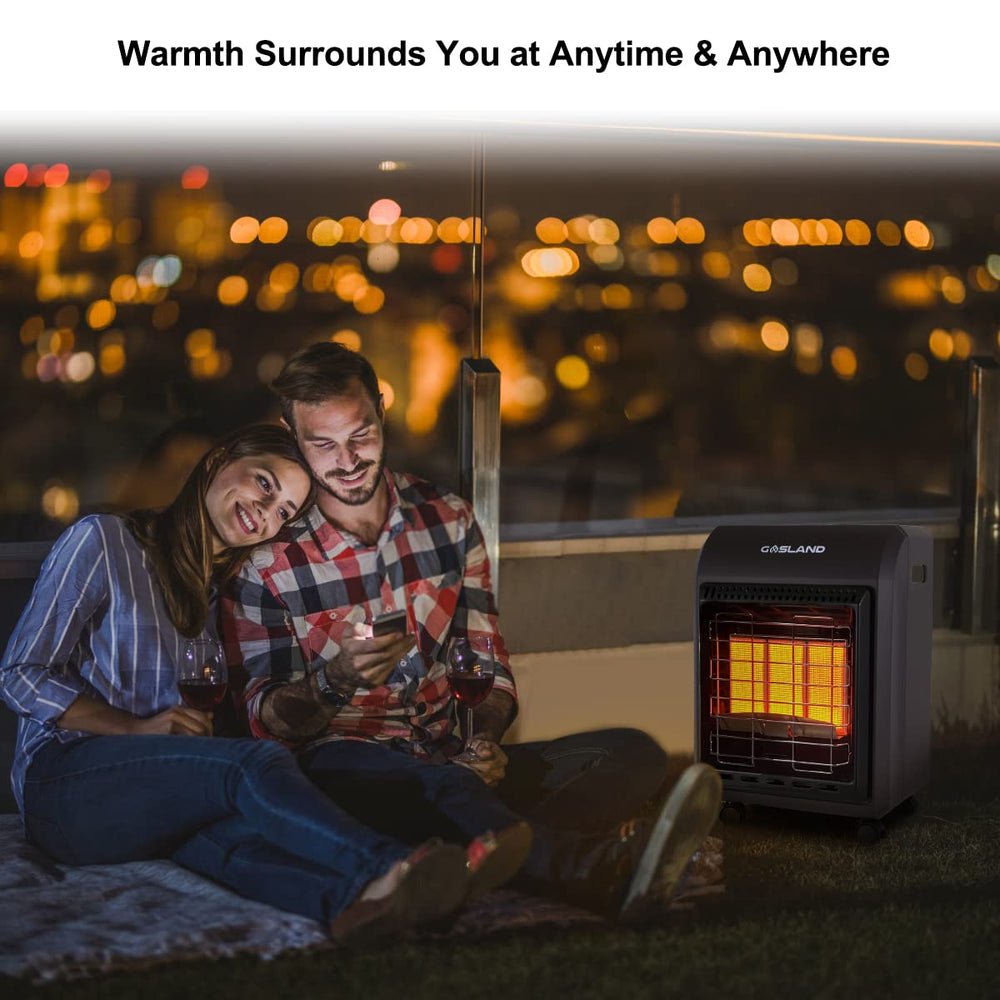 GASLAND heater operating in a garage providing quiet warmth while working benefit