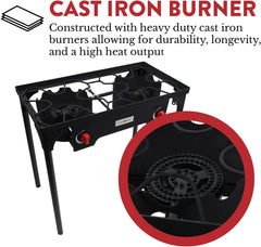 Gas One close-up of burner heads highlighting durable construction and even high-pressure heat output