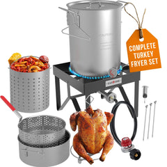 Gas One assembled set front view showing complete outdoor cooking kit and convenience