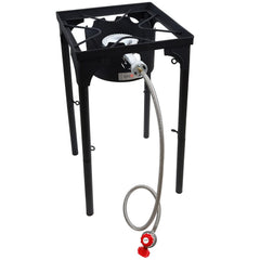 Gas One front view showing burner and sturdy frame, for dependable outdoor cooking