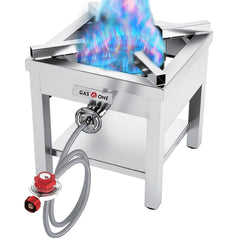 Gas One front view stainless steel burner showing durable construction and portability