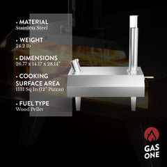 Gas One open chamber cooking a 12-inch pizza demonstrating fast results