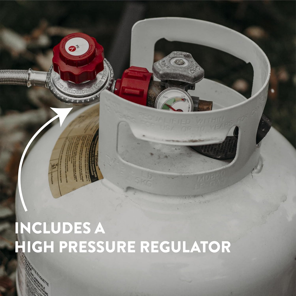 Gas One beside a 20 lb propane tank showing compatible scale and safety