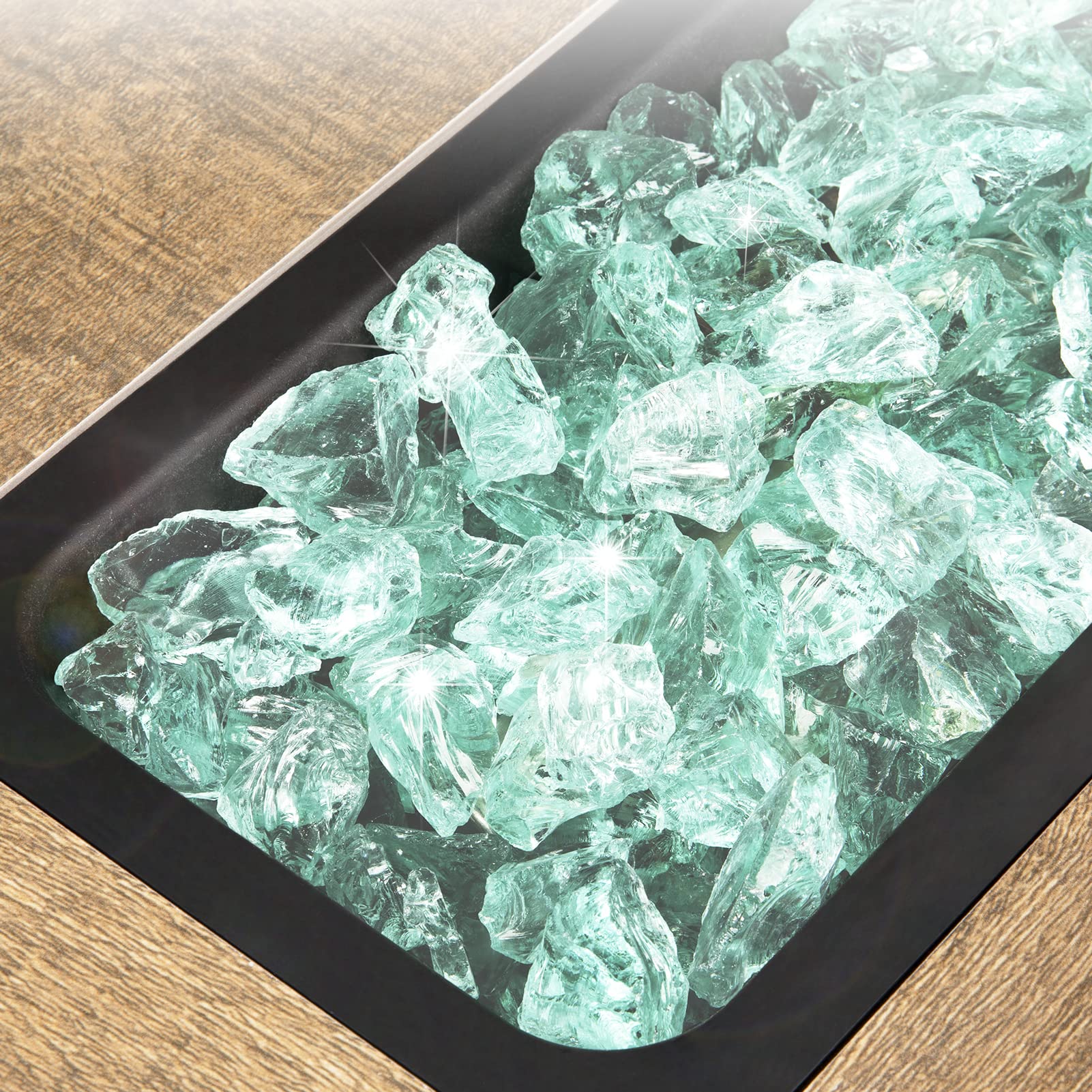 GASPRO aqua close-up texture of 1/2-inch tempered glass for sparkling flame effect
