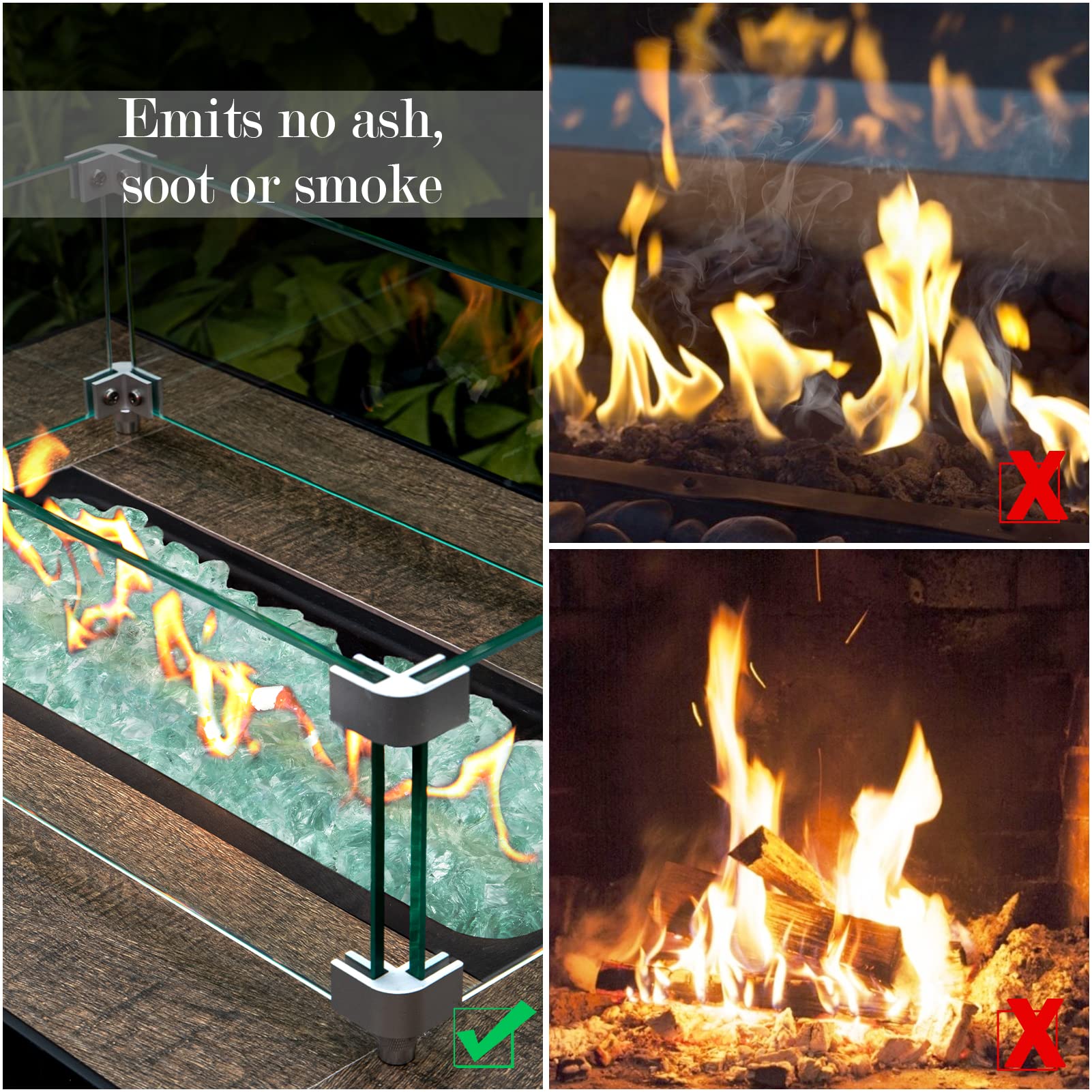 GASPRO aqua fire glass styled on patio table to improve curb appeal and mood