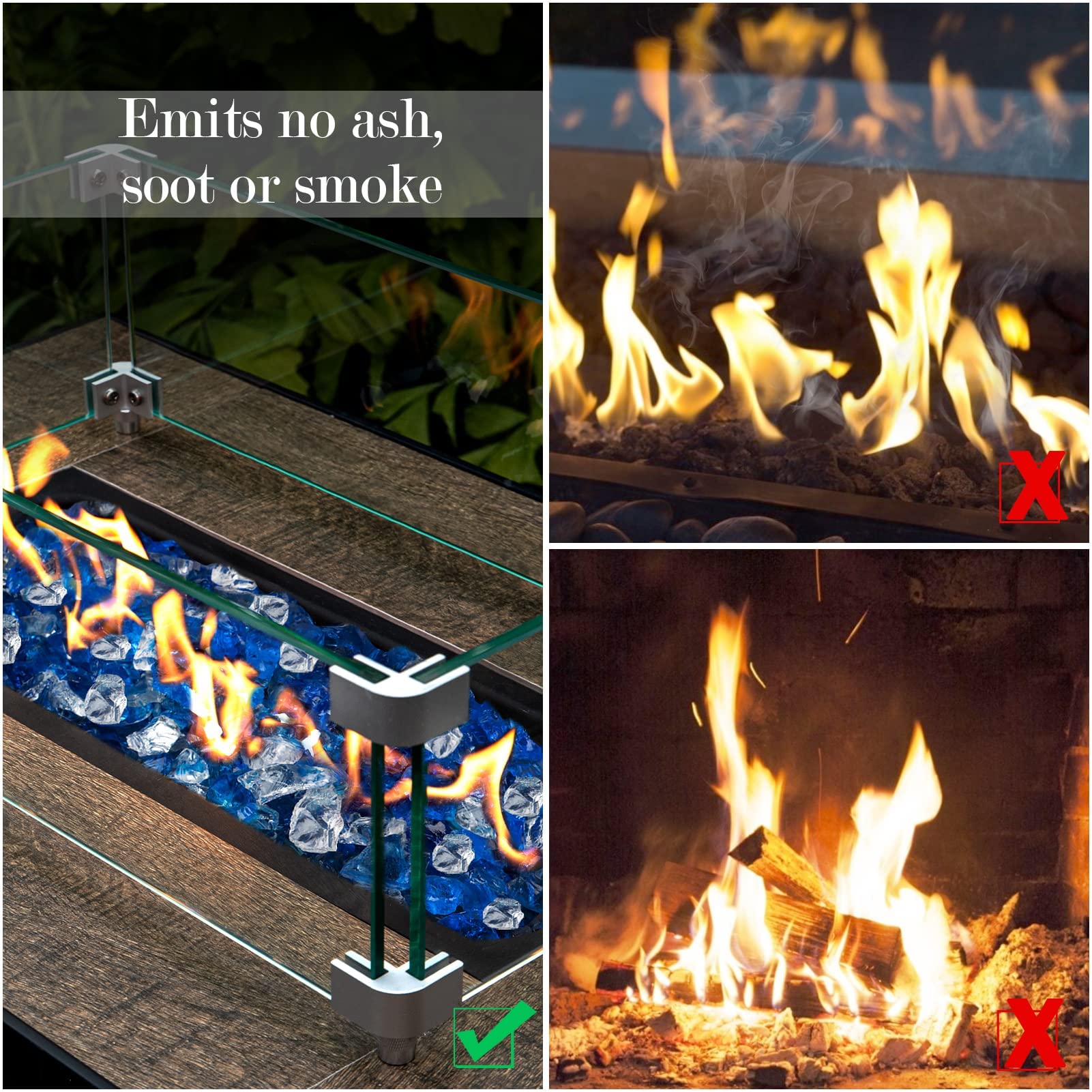 GASPRO glass in fire pit with brighter, cleaner flames benefit