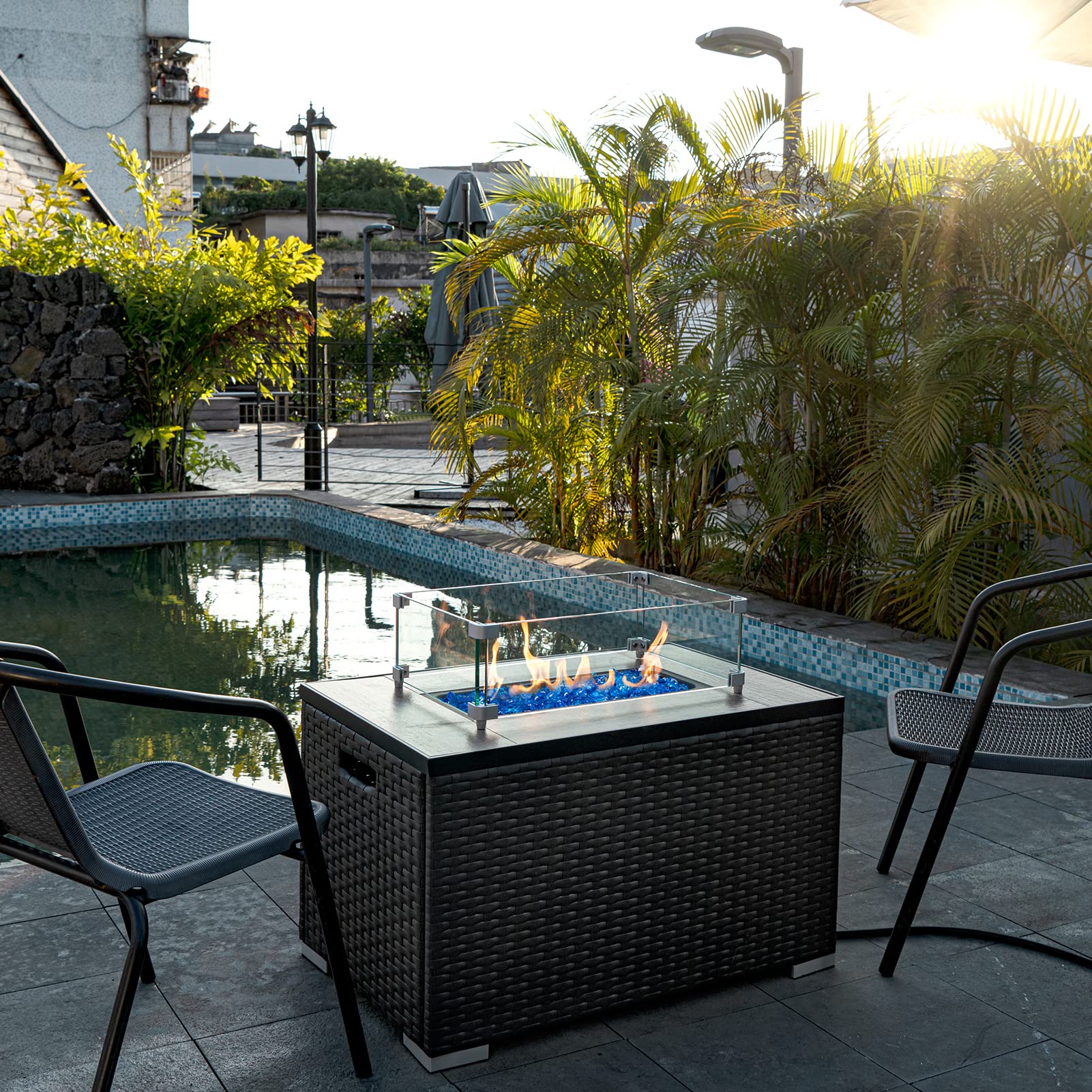 GASPRO glass concealing propane burner for a clean fire pit appearance