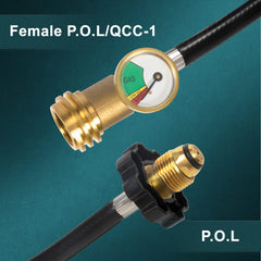 GASPRO close-up of brass P.O.L. connector providing leak-resistant seal