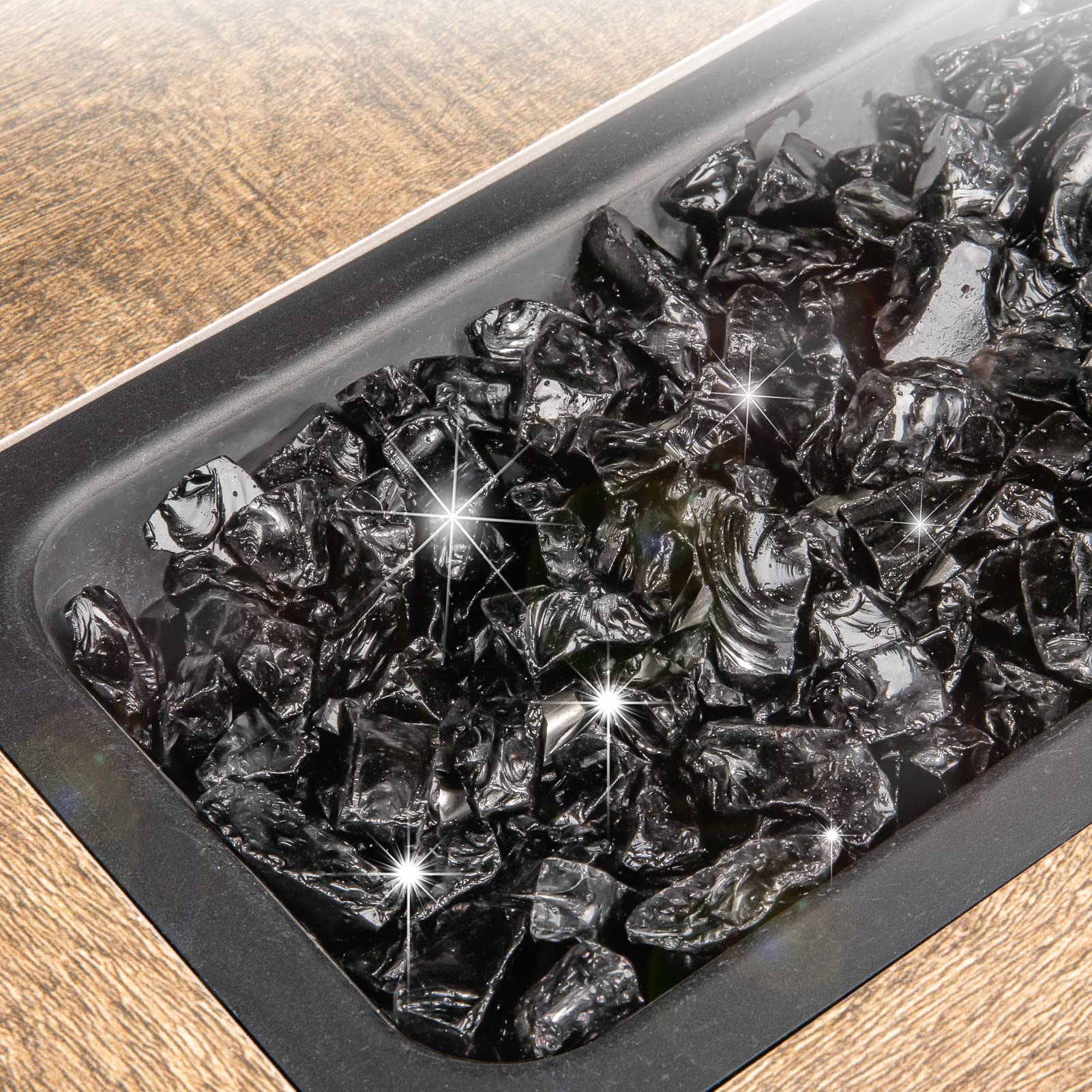 GASPRO close-up of polished 1/2-inch glass pieces showing sparkle and durability