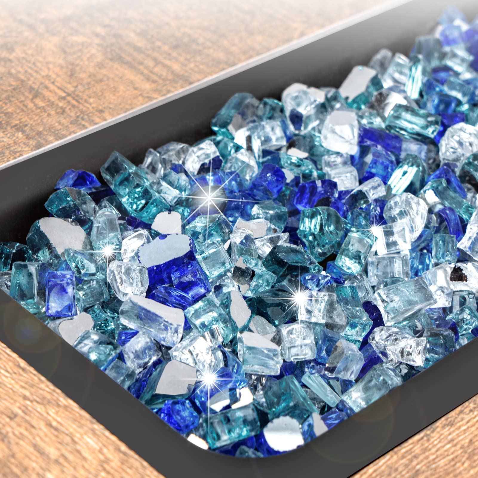 GASPRO close-up of reflective tempered glass pieces highlighting sparkle benefit