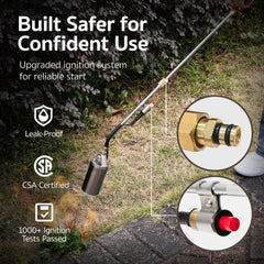 GASPRO extended handle in use letting user stand upright and reduce strain