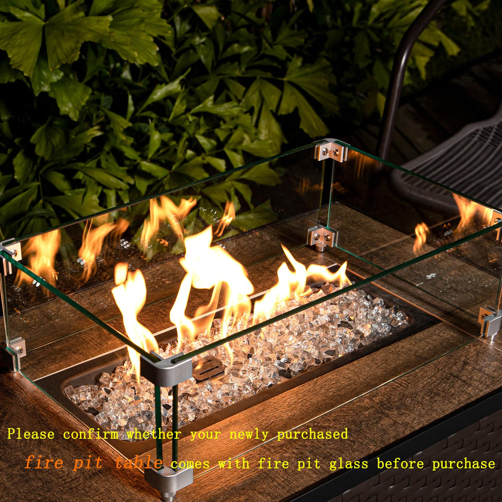 GASPRO clear fire glass in lit fire pit demonstrating brighter, cleaner flames benefit