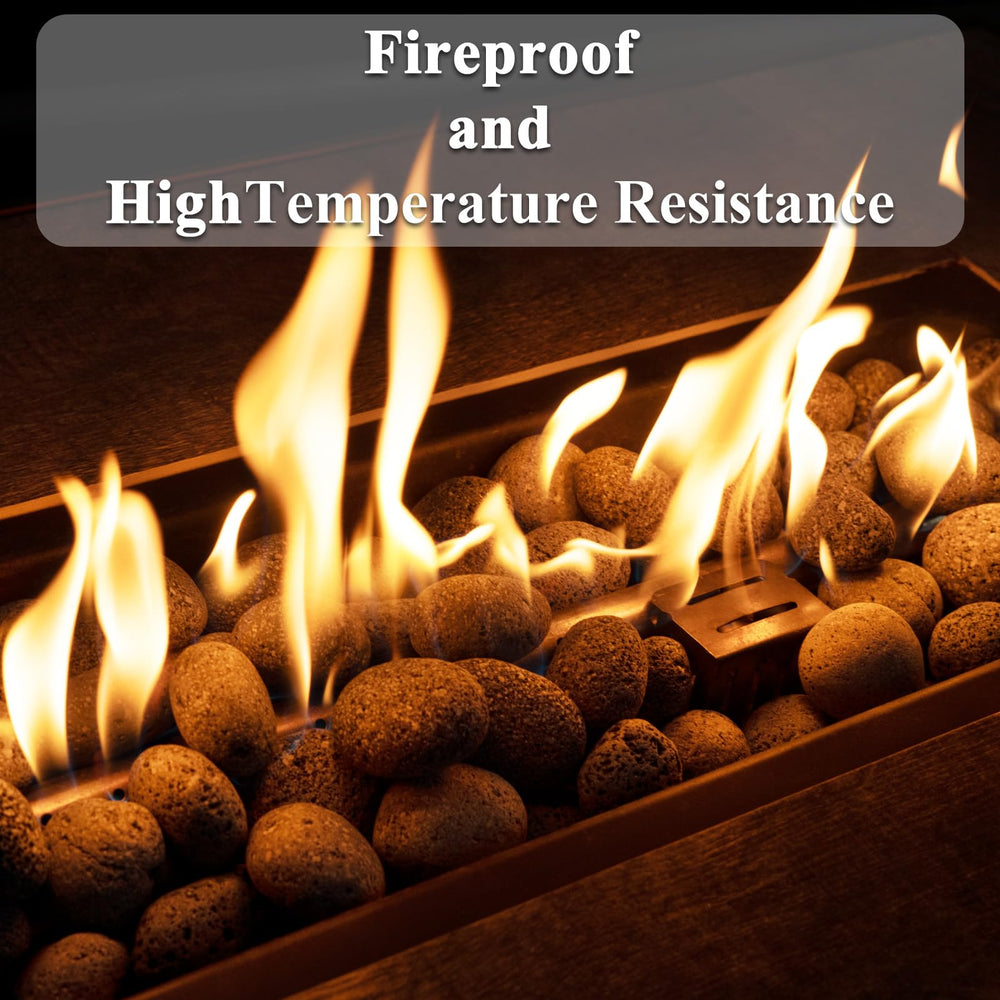 GASPRO lava rocks in a gas fire pit producing even flames and improved appearance