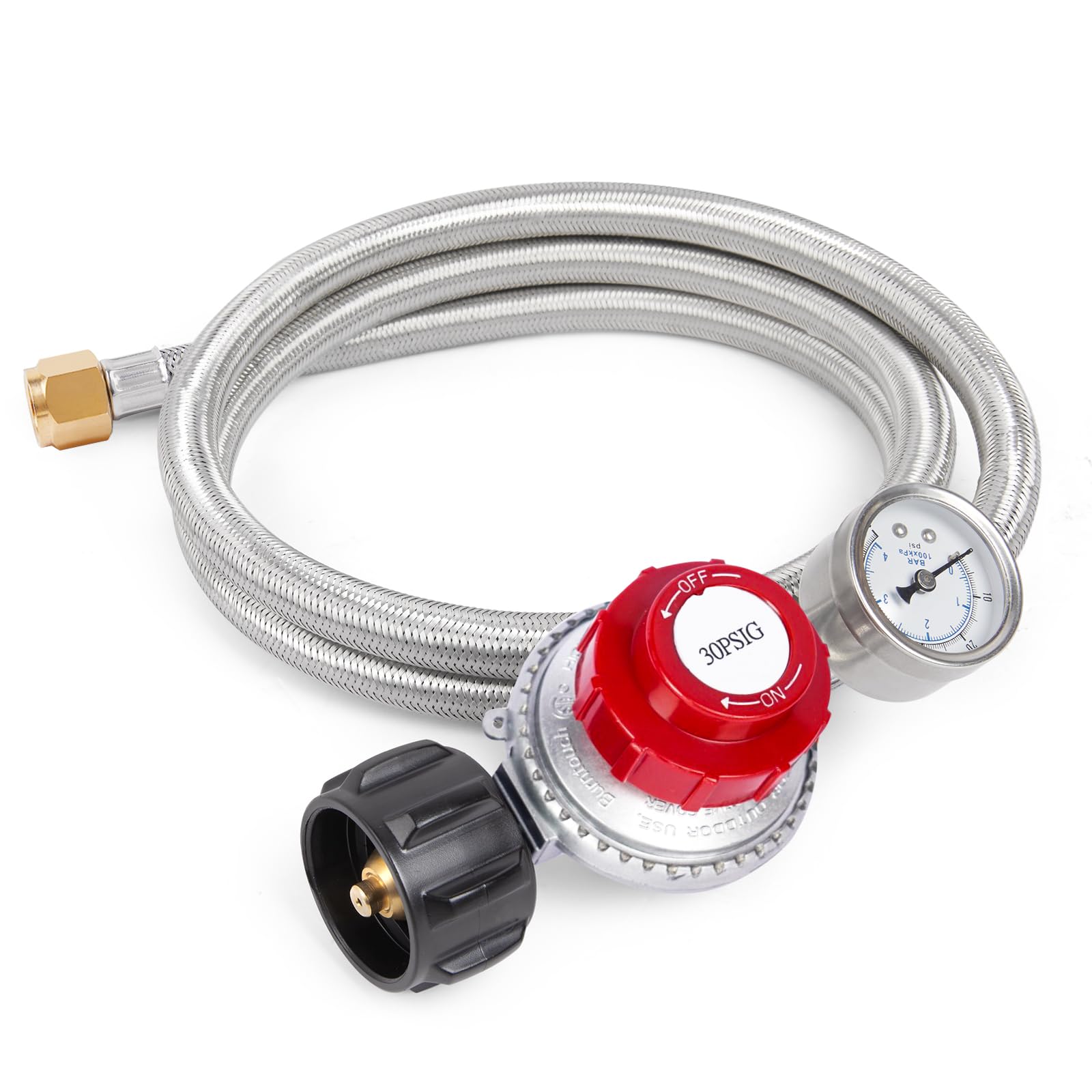 GASPRO regulator front view showing gauge and control knob for precise pressure