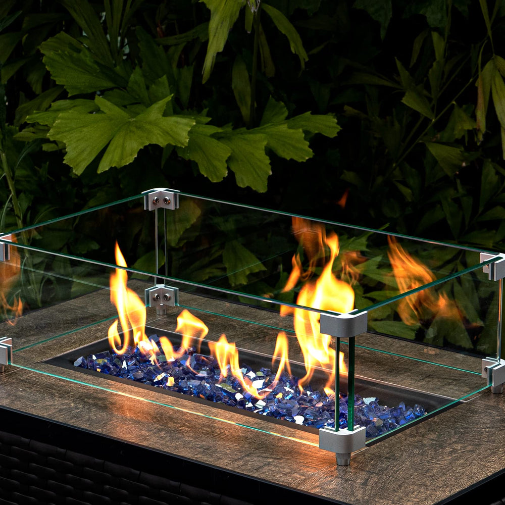 GASPRO glass in a fire pit with flames, enhancing color and visual warmth