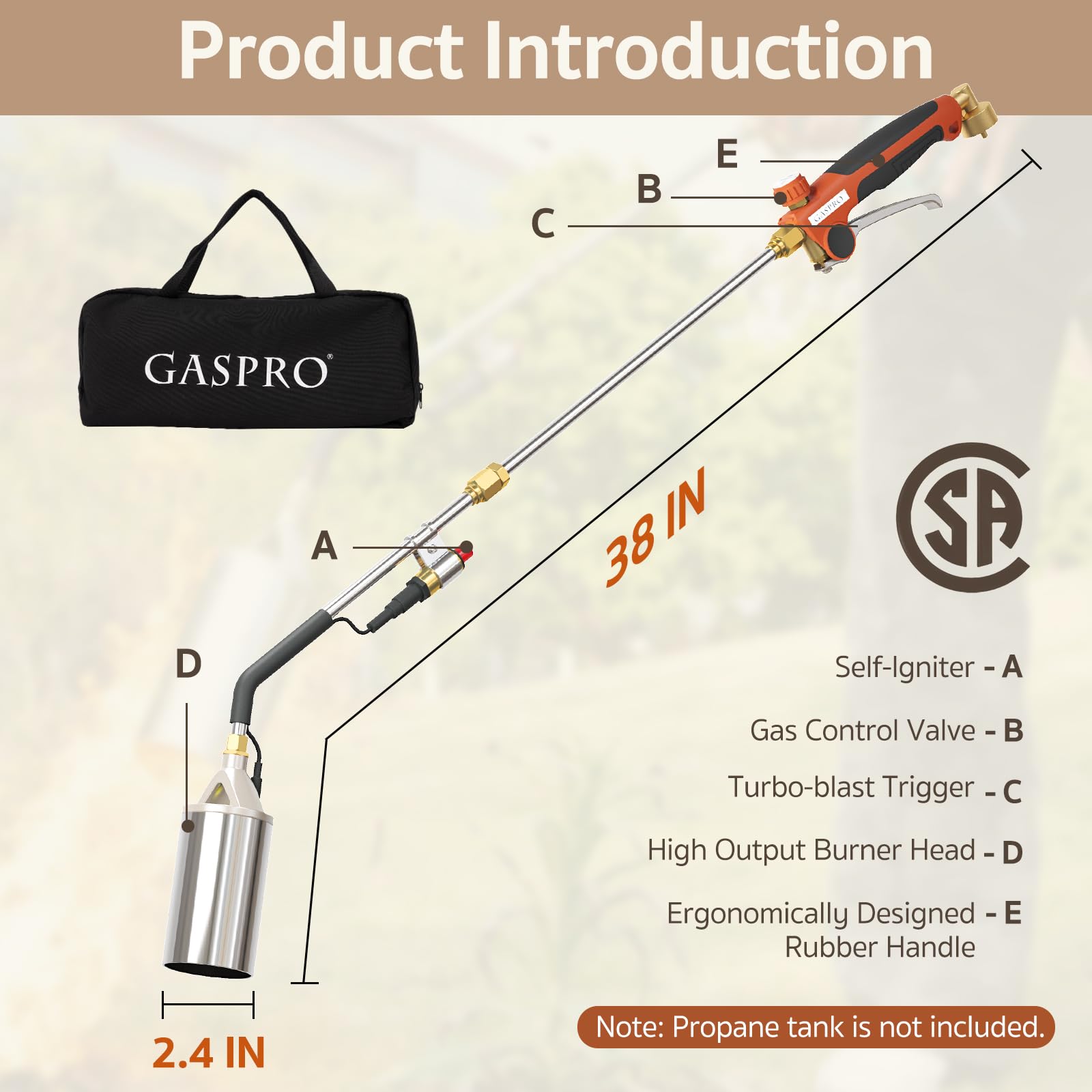GASPRO kit accessories laid out including wrench, seals and storage bag
