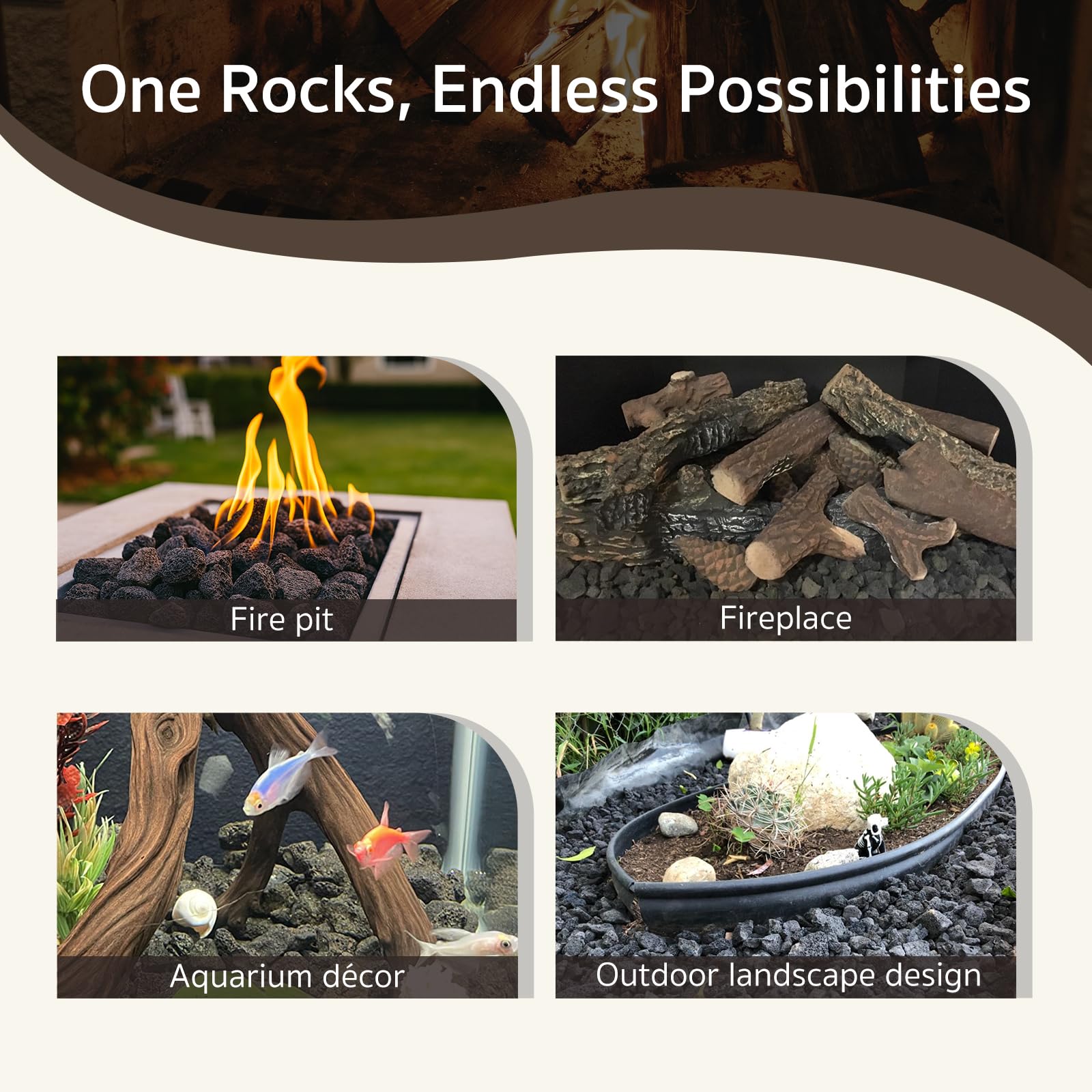 GASPRO product label and safety note illustrating treated rocks and dry-before-use guidance