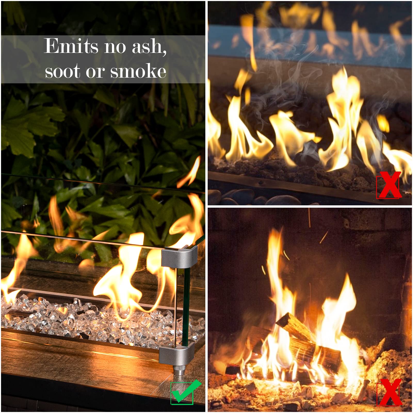 GASPRO patio fire table staged with clear glass showing elegant ambiance benefit