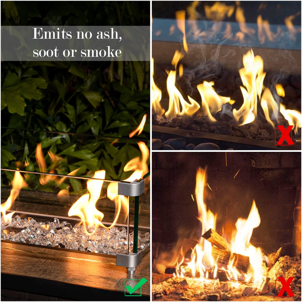 GASPRO patio fire table staged with clear glass showing elegant ambiance benefit