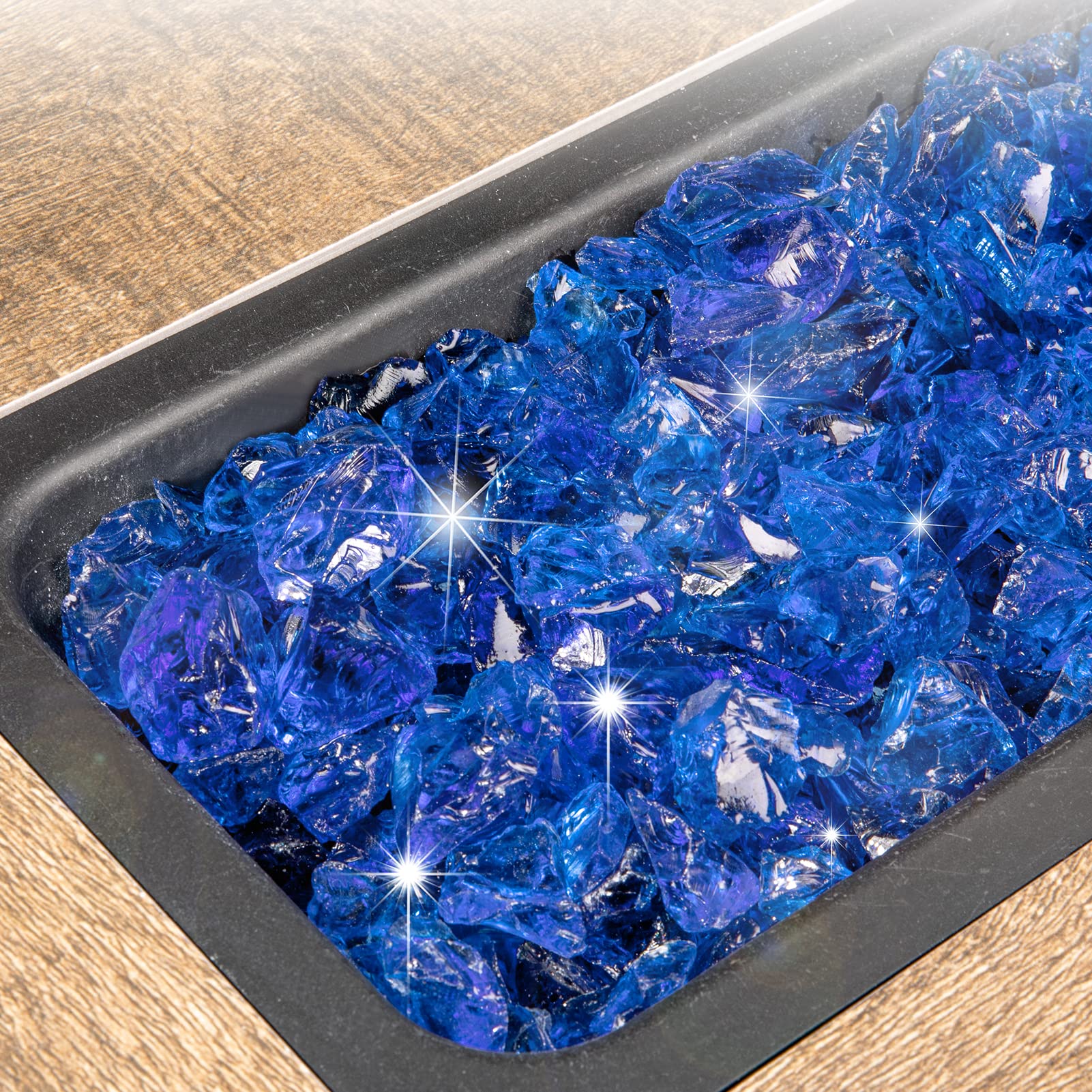GASPRO close-up of tempered glass pieces highlighting sparkle and heat resistance