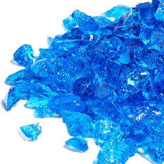GASPRO packaged bag front showing turquoise fire glass and clear labeling benefit of easy storage