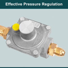 GASPRO regulator alongside 1/2" to 3/8" adapter showing hookup flexibility for different pipes