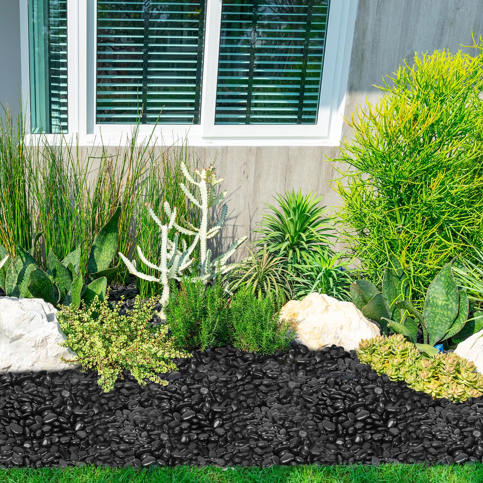 GASPRO black pebbles filling a decorative vase for modern centerpiece